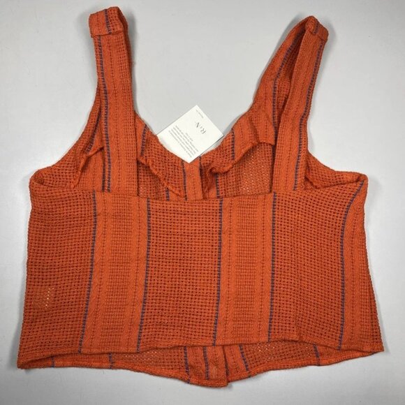 Road To Nowhere Women's Cropped Tank Top Size XS | Sofia Woven Cotton – Orange - Picture 6 of 10